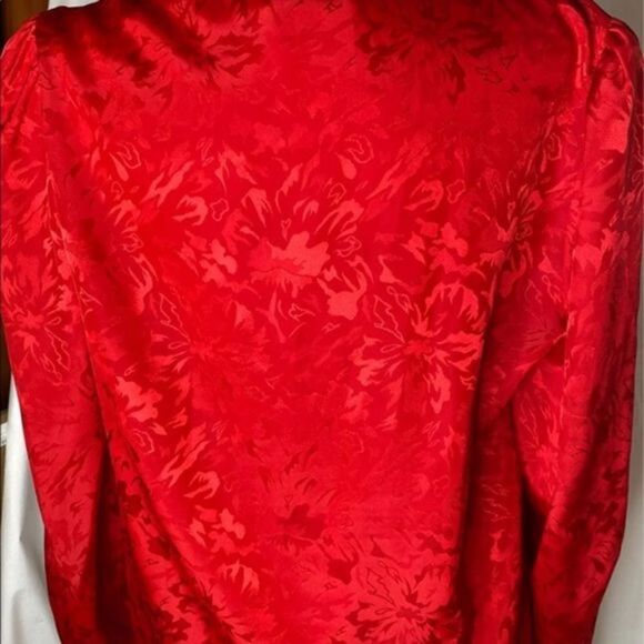 Vintage 80’s Red Damask Print Button Down - Picture 5 of 5